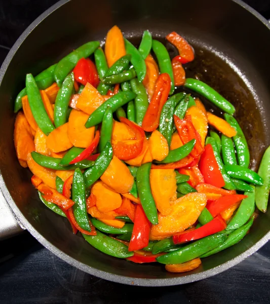 Colorful Healthy Vegan Food in the Pan