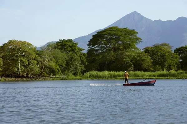 Lake Nicaragua on a background an active volcano Concepcion