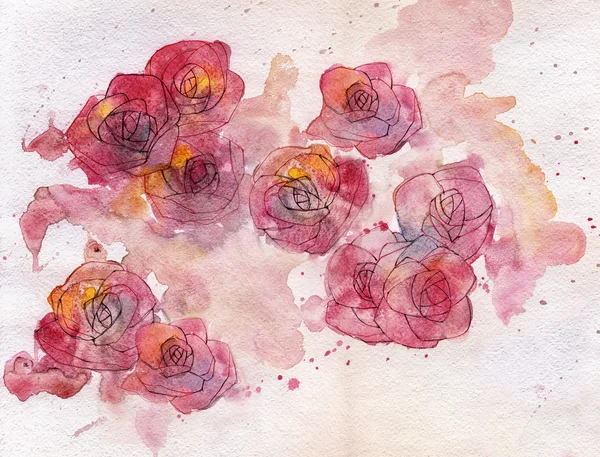 Abstract roses watercolor painting background.