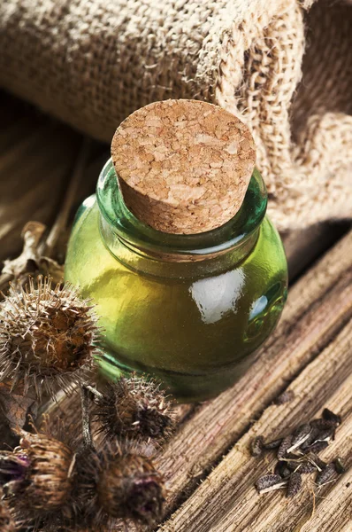 Burdock oil, dry flowers and seeds