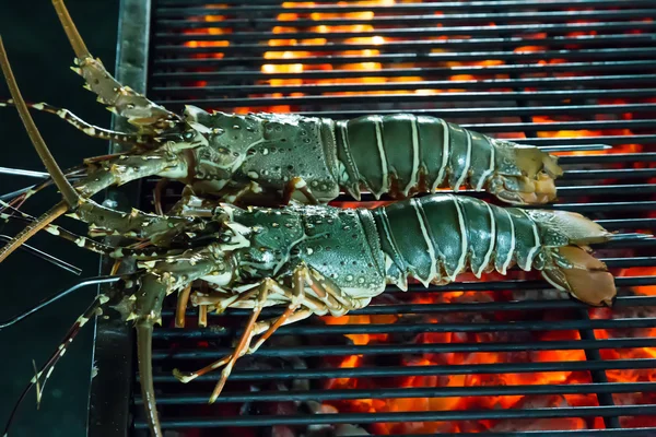Lobster seafood in BBQ Flames