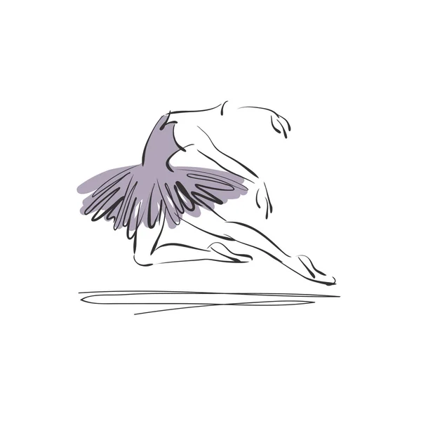 Art sketched beautiful young ballerina with tutu in ballet pose