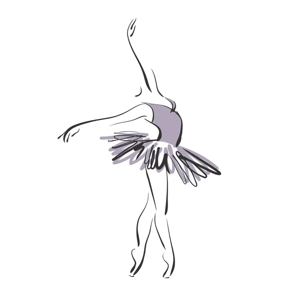 Art sketched beautiful young ballerina with tutu in ballet pose