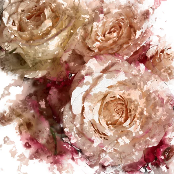 Art grunge floral vintage isolated on white watercolor sepia bac