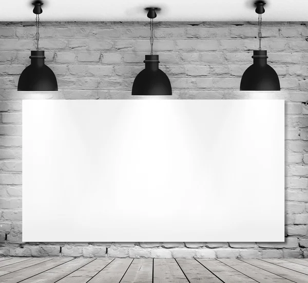 Wall with white blank board and plafonds