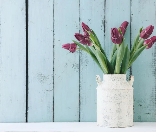 Tulips in a vintage pot