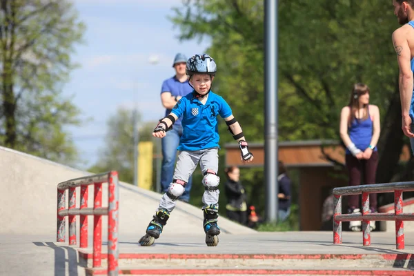 Aggressive inline rollerblading skate contest in Moscow