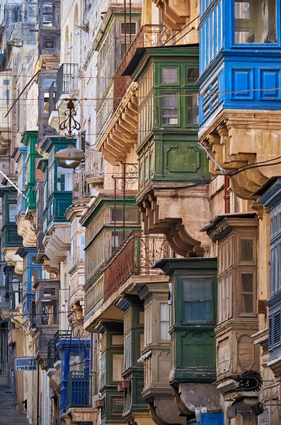 A view of the traditional maltese balconies, Valletta