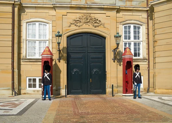 The Royal Guards in front of Amalienborg Palace in Copenhagen.