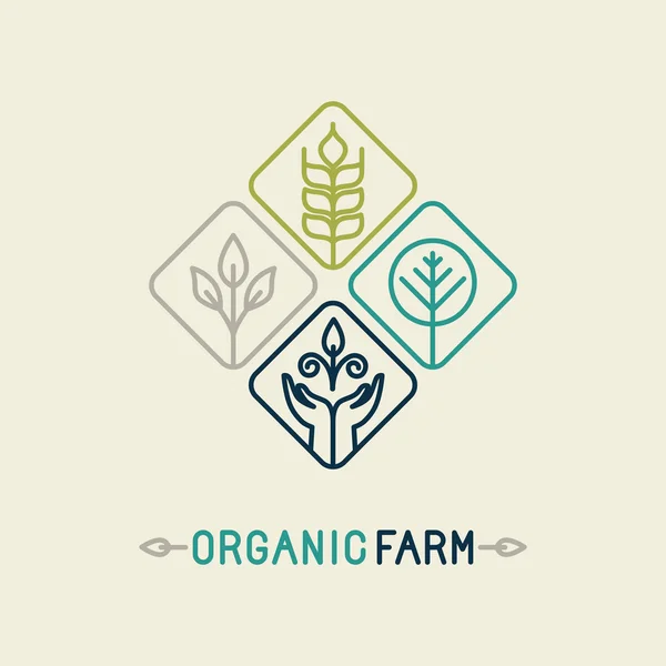Vector agriculture and organic farm line logo
