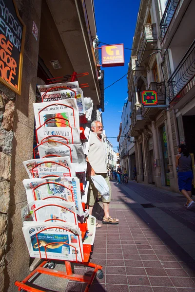 Fresh newspaper on the street of the town of Tossa de Mar