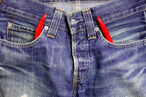 Jeans with red hot chili peppers