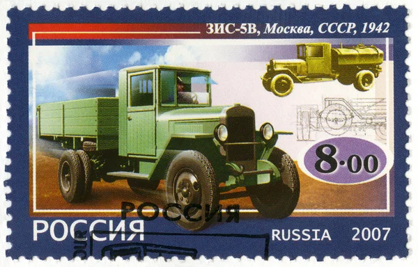 RUSSIA - 2007: shows Soviet truck ZIS-5V, 1942, series the history of Russian motor-cars, the first native trucks