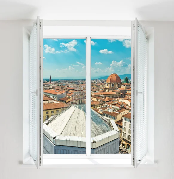 Roofs of Florence  seen through the window