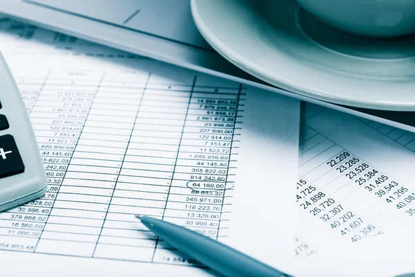 Calculator on the financial documents