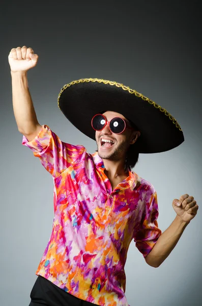 Young mexican man wearing sombrero