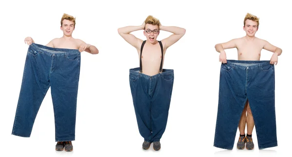 滑稽的人与孤立在白色长裤 - 图库照片Elnur_#