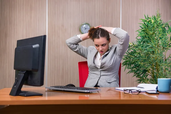 Businesswoman under stress working in the office