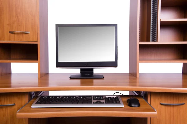 Computer home desk isolated on the white background