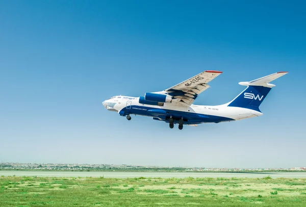 Baku - AUGUST 27, 2016: Airplane taking off on August 27 in Baku