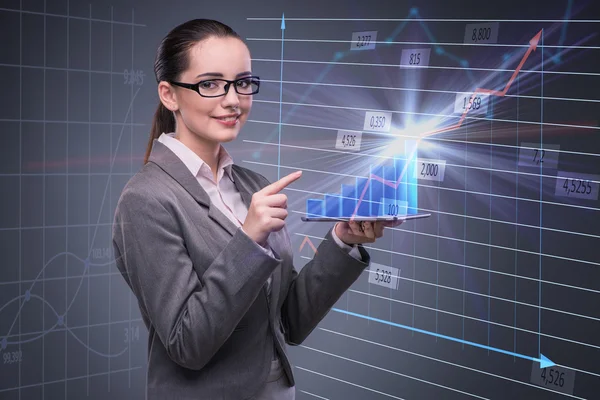 Businesswoman in stock trading concept