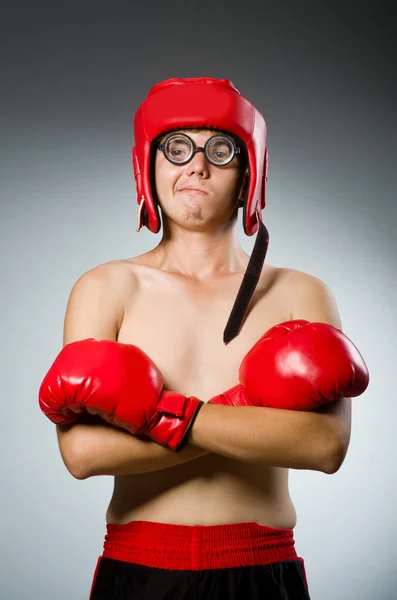 Funny nerd boxer in sport concept