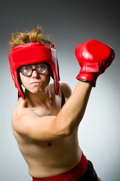 Funny nerd boxer in sport concept