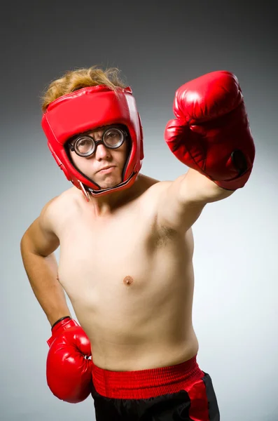 Funny nerd boxer in sport concept