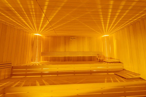 Hot wooden sauna room interior