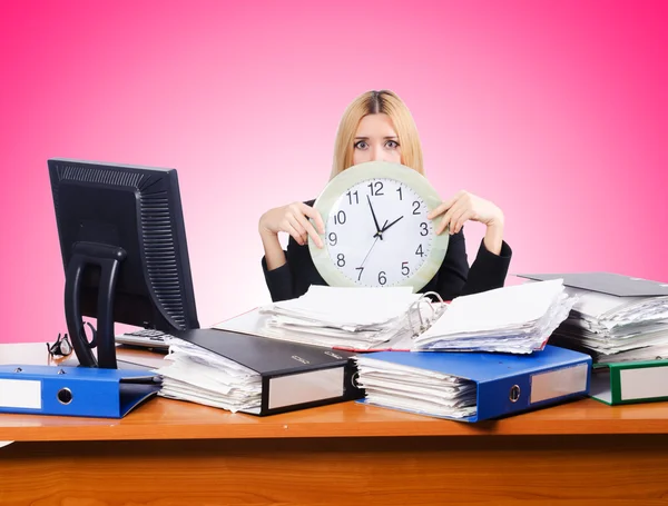Woman under stress from too much work