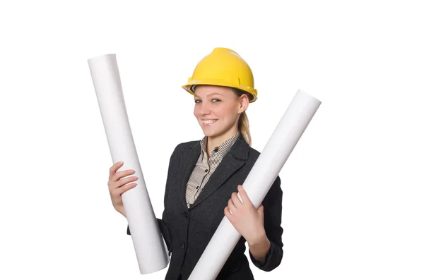Woman engineer with draft papers