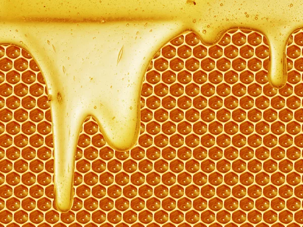 Honey dripping on honeycomb