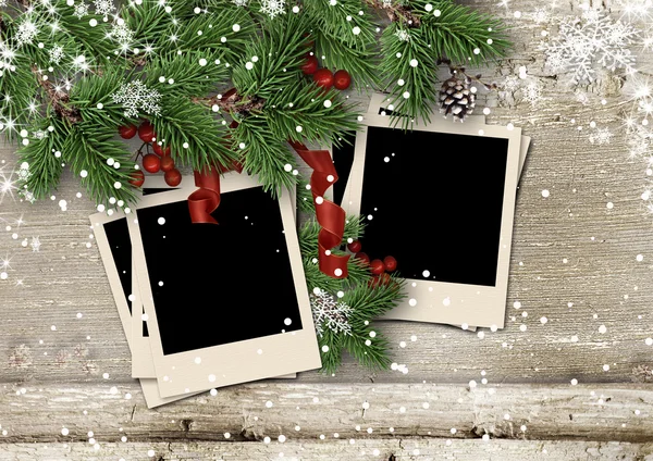 Christmas fir tree with polaroid-frame