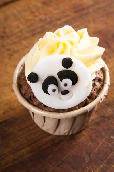Cream cake with panda decor