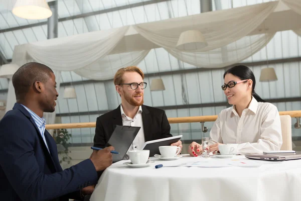 Business meeting in restaurant