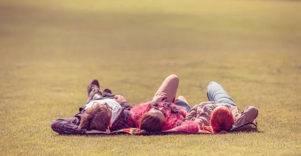 Best friends resting in park