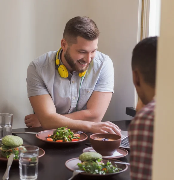 Business people in vegan restaurant