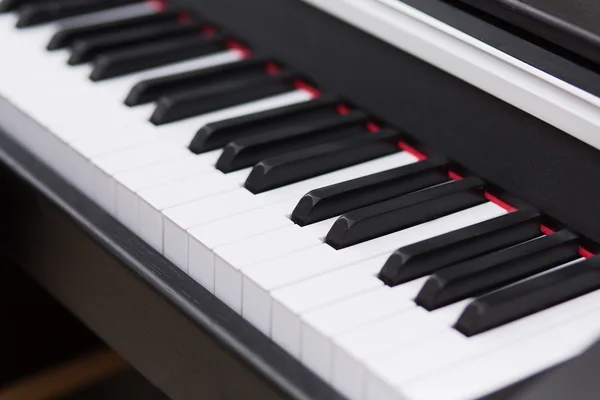 Closeup of keyboard of piano