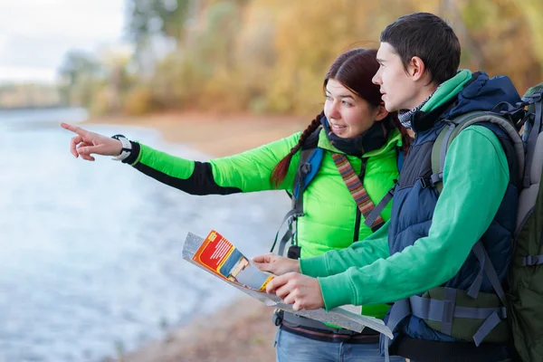 Woman on hiking trip with man