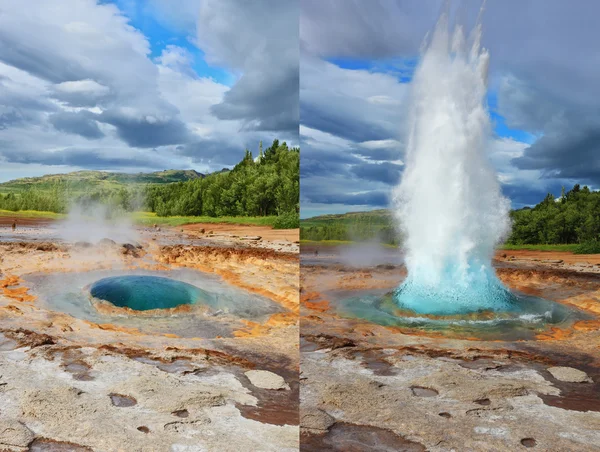 Different phases of the action of the geyser