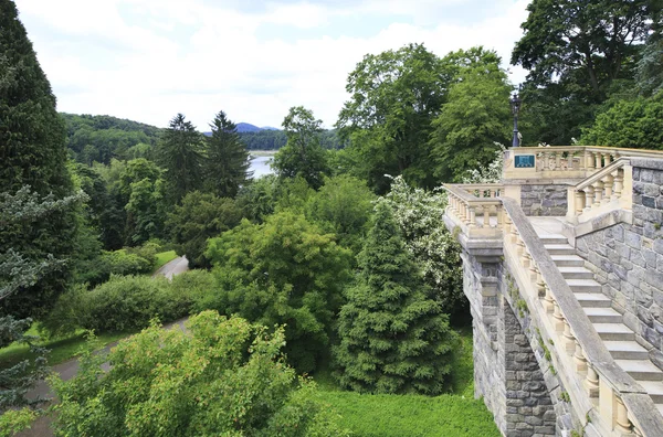 View of the garden and lake from the castle Konopiste.