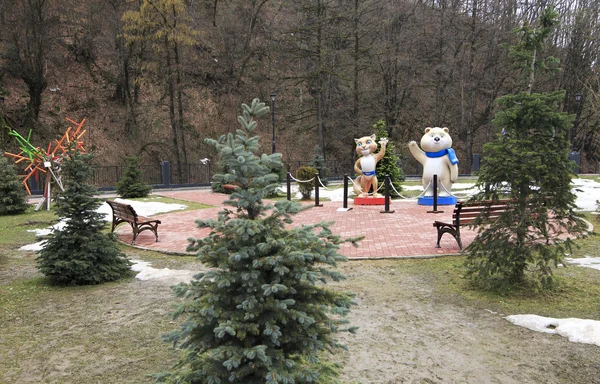 Leopard and Polar bear - 2014 Winter Olympic Games mascots in Rosa Khutor