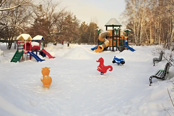 Childrens sports gaming complex in winter.
