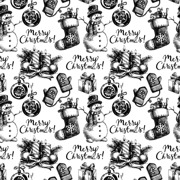 Christmas seamless pattern. Happy New Year hand drawn