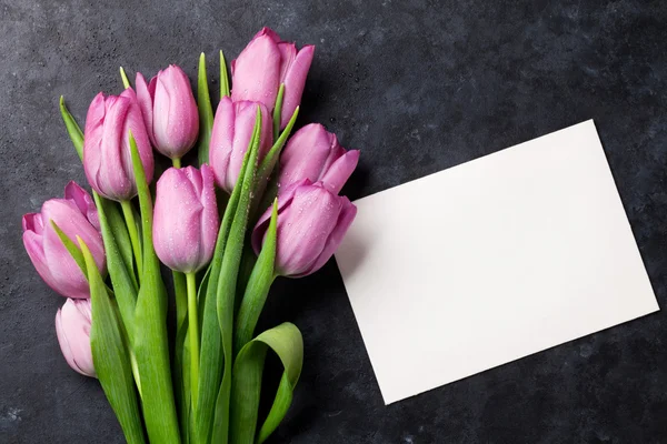 Tulip flowers and greeting card