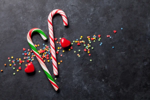 Candy canes and heart candies