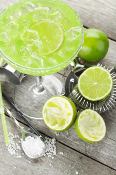 Classic margarita cocktail with salty rim