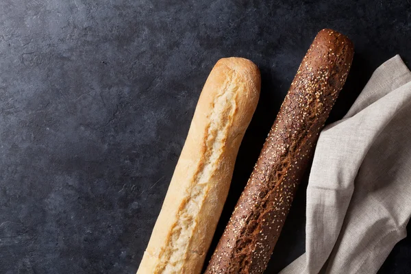 Mixed breads on table