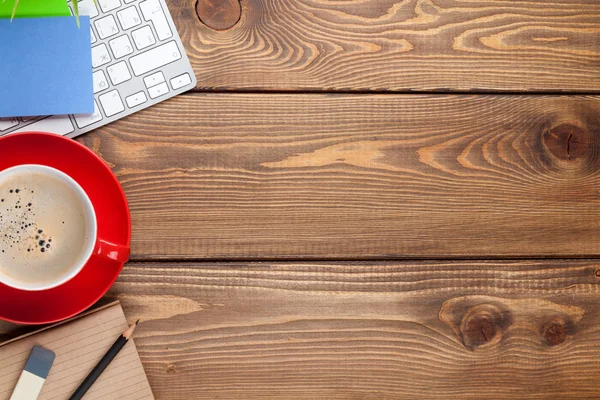 Office desk table with coffee cup