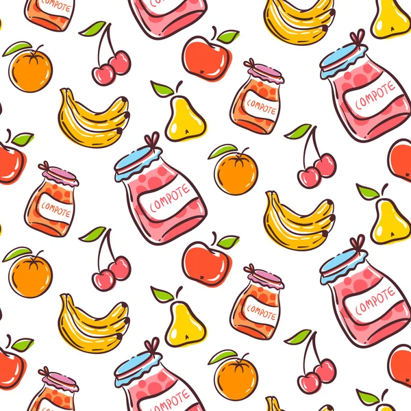 Fruits seamless pattern on a white background